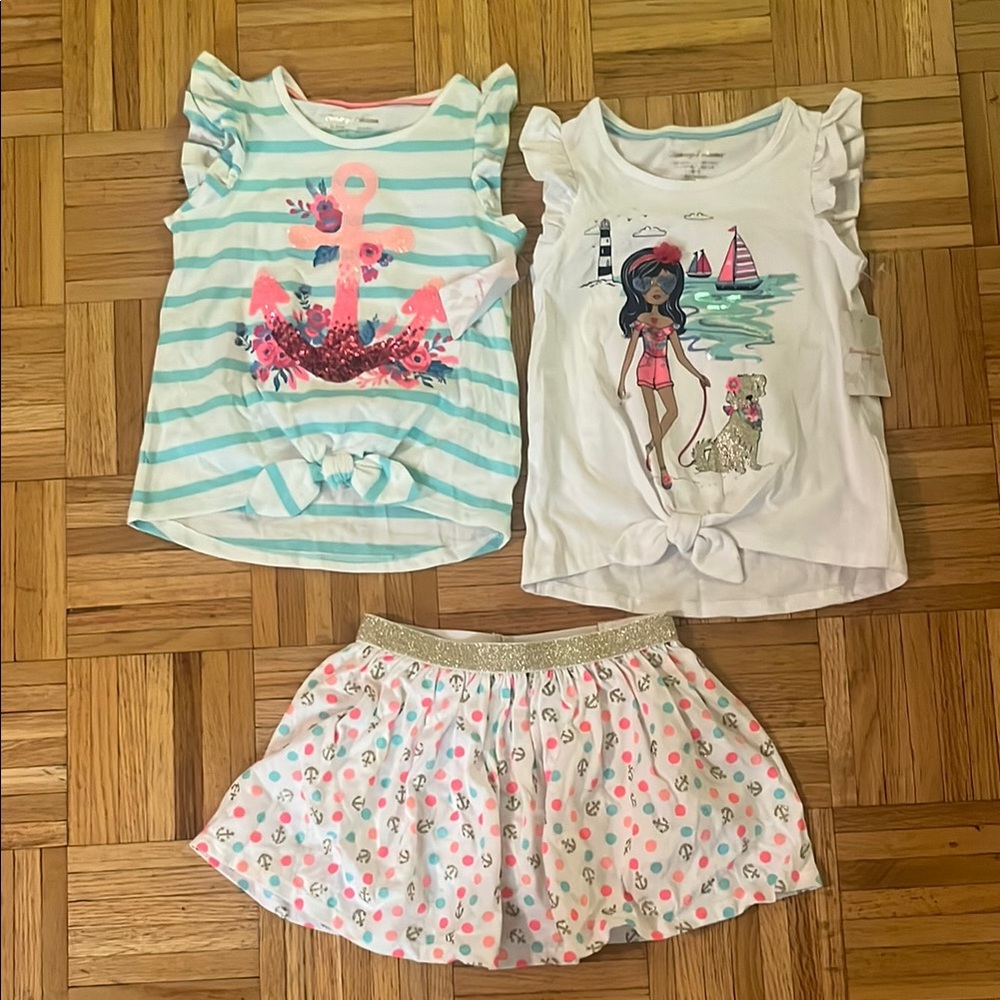 Girls' Nautical and Beach Graphic Tops with Skirt Set TOMMY BAHAMA KIDS 5/6